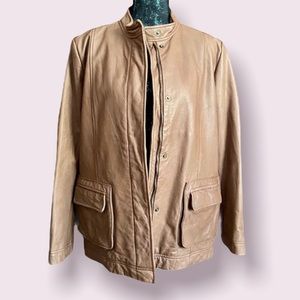 Anthropologie Isabella Bird Light Brown Leather Coat